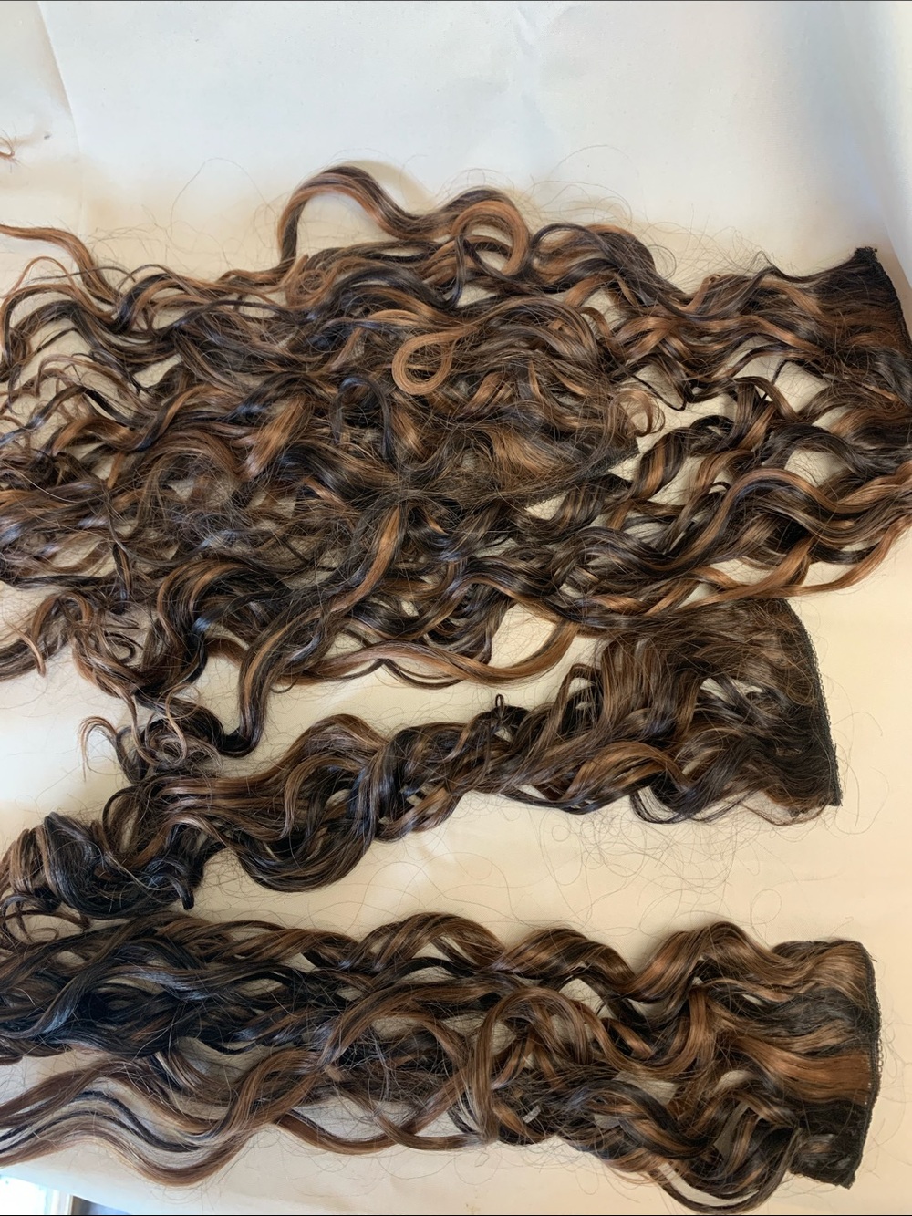 Wavy Clip-In Hair Extensions - Dark Brown with Caramel Highlights